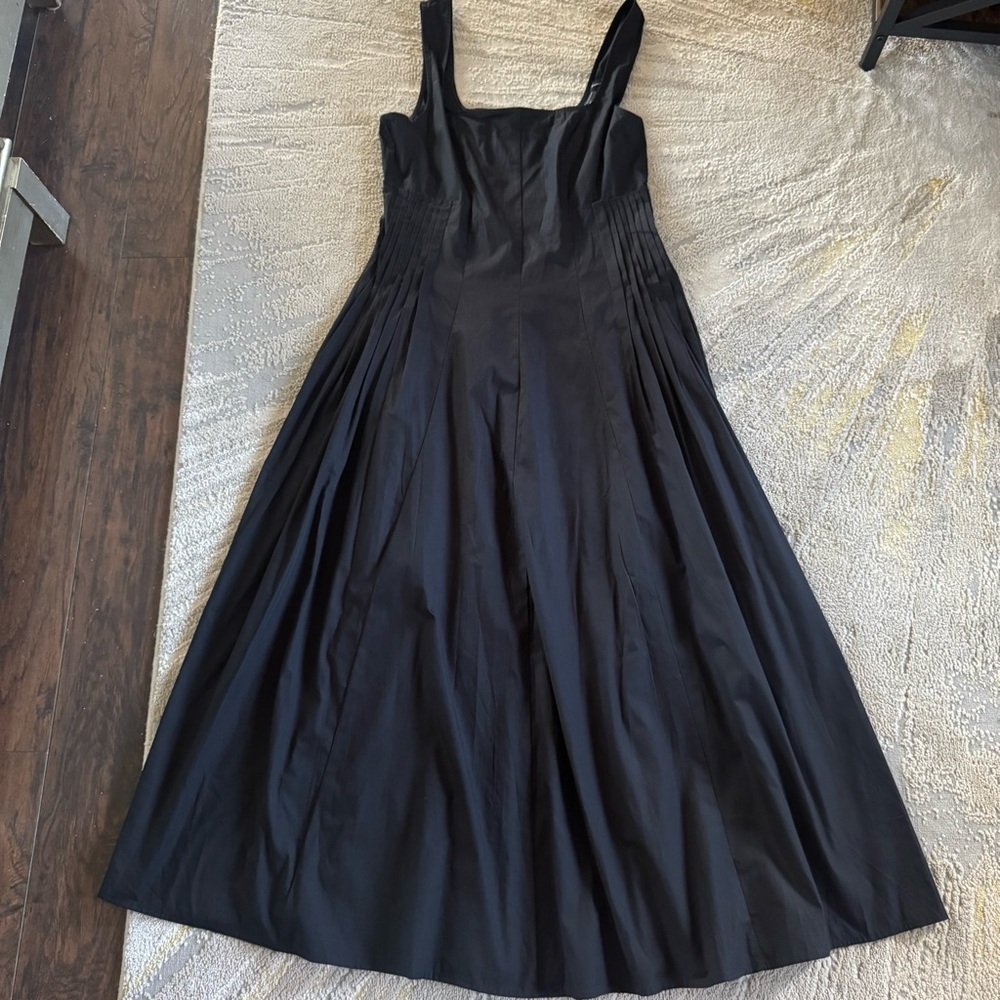 ASOS black long maxi dress square neck pleat waist smocked back 10 - Picture 2 of 16